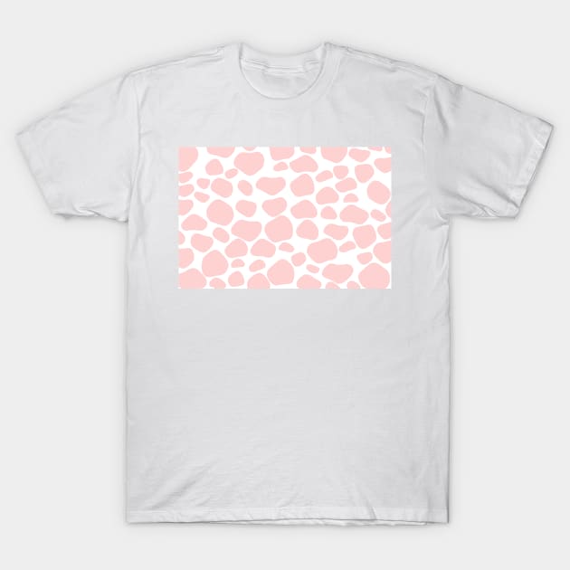 Cow spots in soft flamingo pink color, baby animal print T-Shirt by KINKDesign